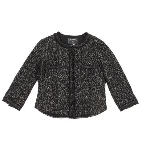 chanel black coat embroidered|Chanel black jacket women.